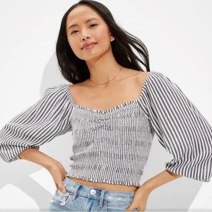 American Eagle - AE Smocked Puff Sleeve Blouse